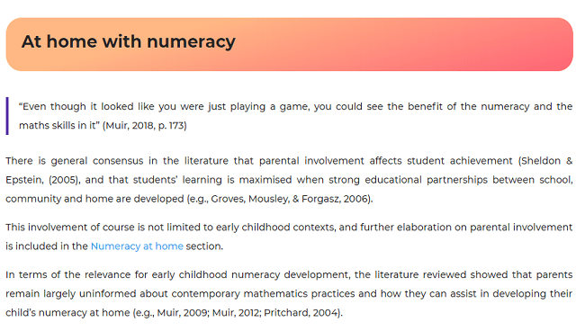 At home with numeracy
